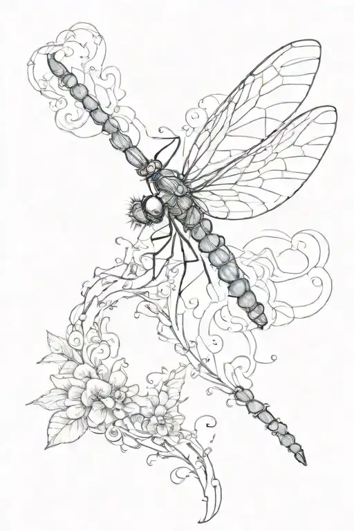 dainty dragon fly with semi colon tattoo design idea