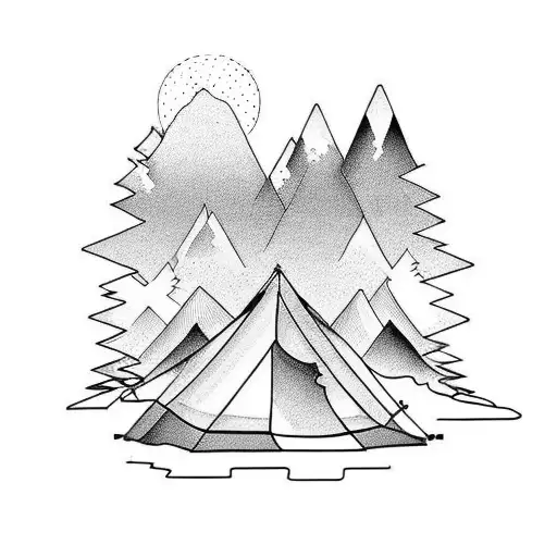 three siblings camping tattoo design idea
