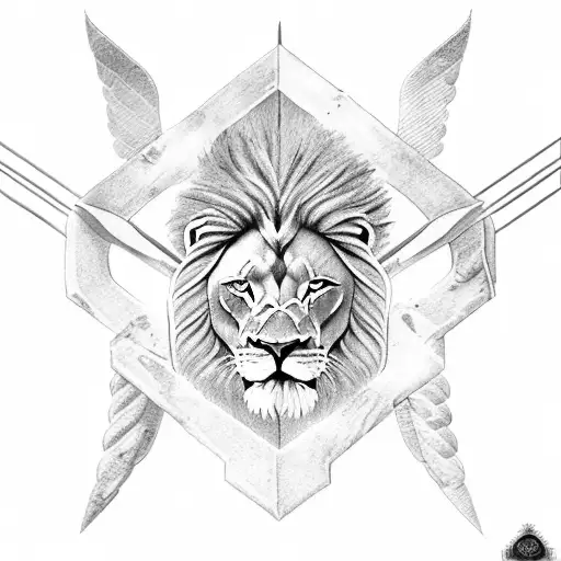 lion spartan angels arrow tattoo design idea