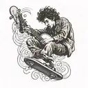 bob dylan doing a kickflip  tattoo design idea