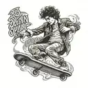 bob dylan doing a kickflip  tattoo design idea