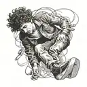 bob dylan doing a kickflip  tattoo design idea