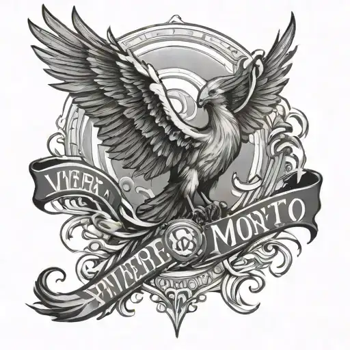phoenix with the inscription Vivere & Memento Mori tattoo design idea
