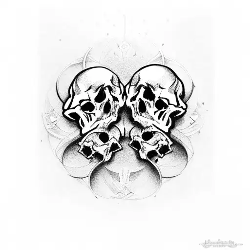 Greek clocks skulls tattoo design idea