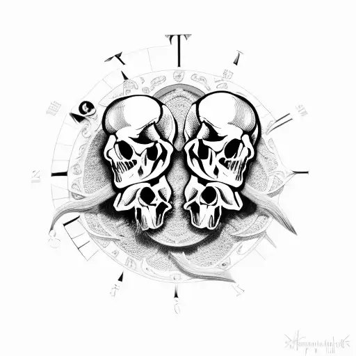 Greek clocks skulls tattoo design idea