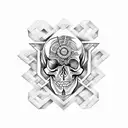 Greek clocks skulls tattoo design idea