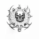 Greek clocks skulls tattoo design idea