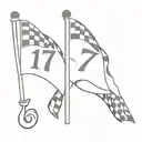 checkered flags with number 173 tattoo design idea
