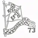 checkered flags with number 173 tattoo design idea