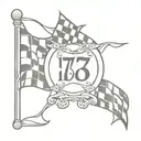 checkered flags with number 173 tattoo design idea