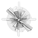 flying windmill island gorillaz tattoo design idea