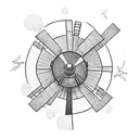 flying windmill island gorillaz tattoo design idea
