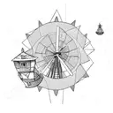 flying windmill island gorillaz tattoo design idea