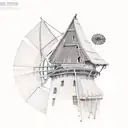 flying windmill island gorillaz tattoo design idea