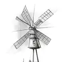 flying windmill island gorillaz tattoo design idea