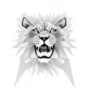 roaring Lion with roses and illuminati and pegions  tattoo design idea