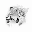 roaring Lion with roses and illuminati and pegions  tattoo design idea