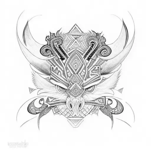 Design a Maori-inspired buzzard tattoo with intricate dotwork details tattoo design idea