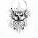 Create a buzzard tattoo with Maori motifs and sketch style shading tattoo design idea