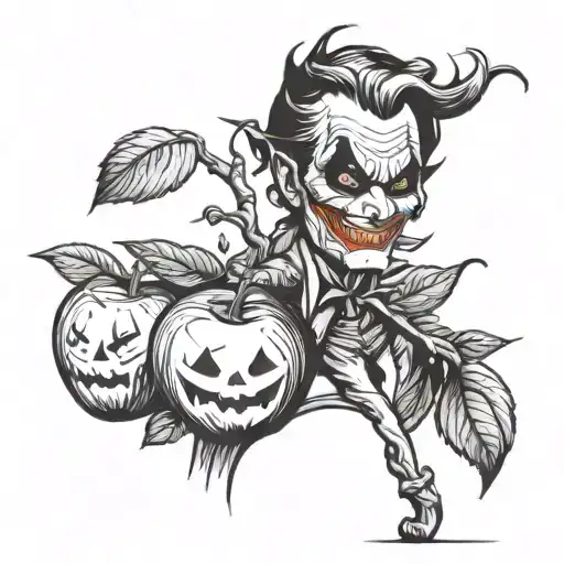 apple tree, joker, love tattoo design idea