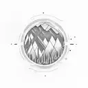 sound wave that is reflected horizontally in a forest mountain lake tattoo design idea