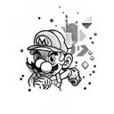 delorean+mario bros+pink panter tattoo design idea
