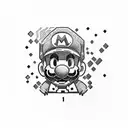 delorean+mario bros+pink panter tattoo design idea