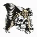 skull wearing pharaoh headdress tattoo design idea