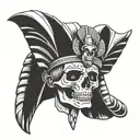skull wearing pharaoh headdress tattoo design idea