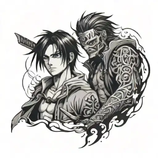 sukuna and eren yeager tattoo design idea