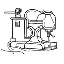 A vintage microscope with a book and a cup of coffee tattoo design idea