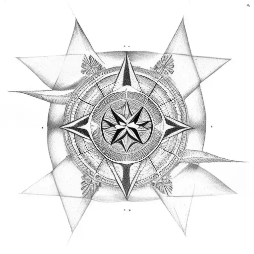 wind rose with a plane tattoo design idea