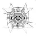 wind rose with a plane tattoo design idea