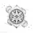 wind rose with a plane tattoo design idea
