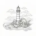 lighthouse and anchor tattoo design idea