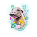 platypus with flowers tattoo design idea