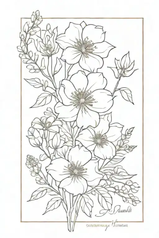 birth month flowers January March and November birth flower tattoo design idea