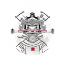 Geisha wearing samurai armor holding a stethoscope tattoo design idea