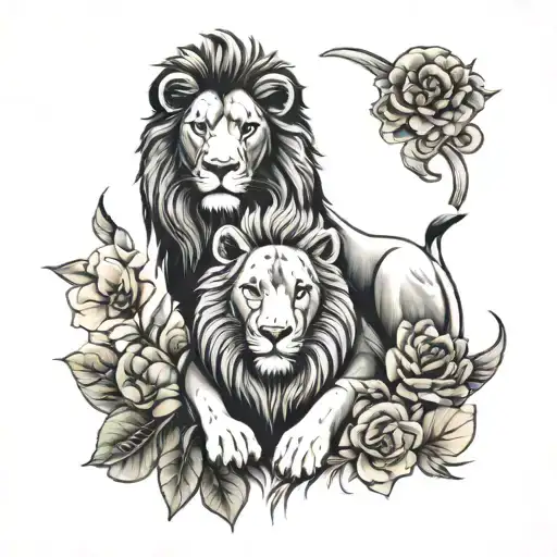 lion and lamb tattoo design idea
