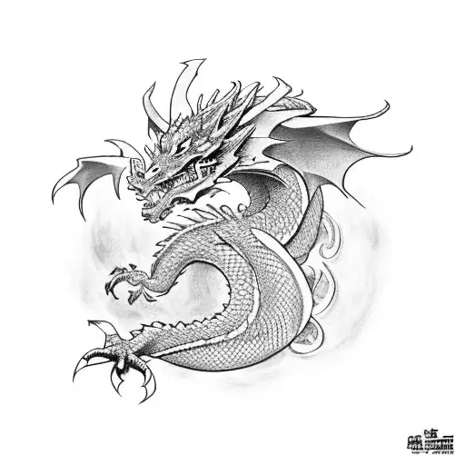 dragon rose boy samurai tattoo design idea