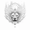 Wings with lion tattoo design idea