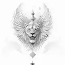 Wings with lion tattoo design idea