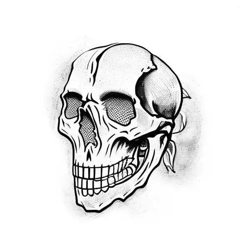 freehand black medieval skeleton  tattoo design idea