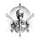 freehand black medieval skeleton in armor  tattoo design idea