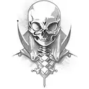freehand black medieval skeleton in armor  tattoo design idea