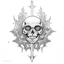 freehand black medieval skeleton  tattoo design idea