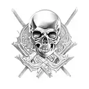 freehand black medieval skeleton  tattoo design idea