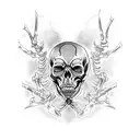 freehand black medieval skeleton  tattoo design idea