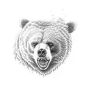 Angry Bear full face  tattoo design idea