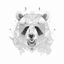 Angry Bear full face  tattoo design idea